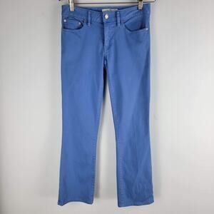 Tory Burch Straight Leg Ankle Jeans Blue Zip Up Logo Size 25